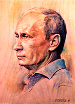 Портрет Путина на дереве